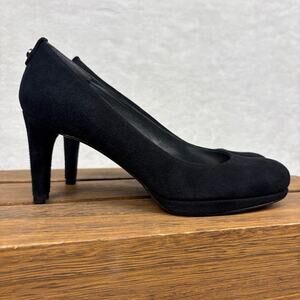 Stuart Weitzman Black Suede Almond-Toe Mini Platform Pump Women's Size 7M
